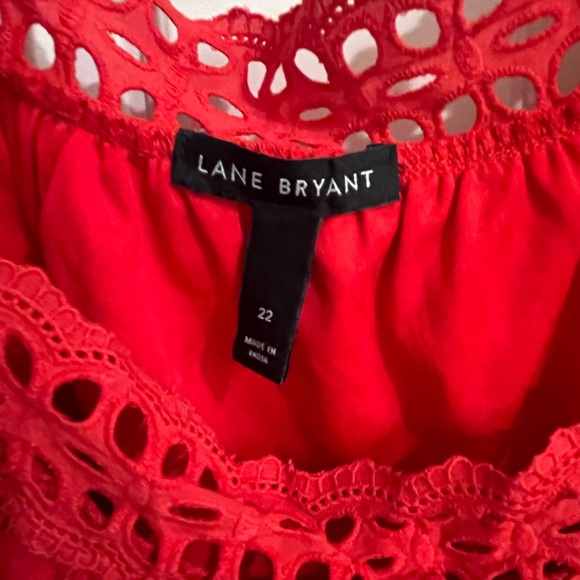 Lane Bryant Fun and flirty red blouse! Like New! Crochet-style details. 22W - Picture 2 of 3